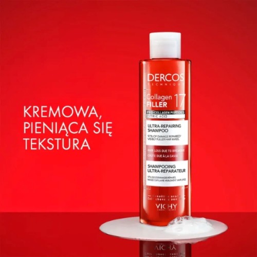 Vichy Dercos Collagen 17 Filler Ultraregenerujący szampon do włosów, 200 ml