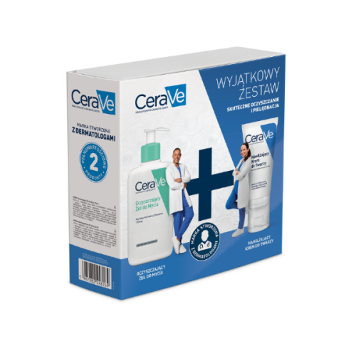 CeraVe Face Care, świąteczny zestaw prezentowy (oczyszczający żel do mycia 236 ml + nawilżający krem z ceramidami 52 ml)