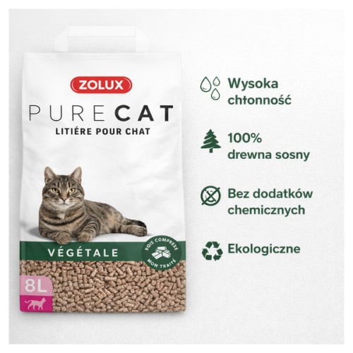 ZOLUX Żwirek dla kota roślinny naturalny PURECAT 8 l