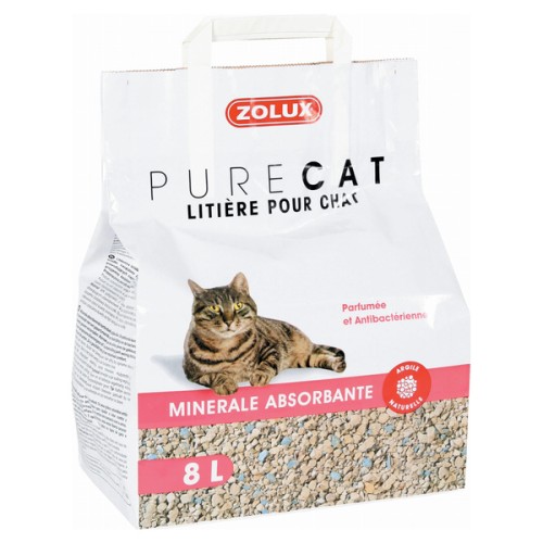 ZOLUX Żwirek dla kota mineralny pochłaniający perfumowany PURECAT 8 l