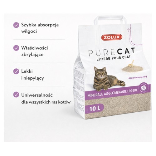 ZOLUX Żwirek dla kota zbrylający naturalny PURECAT 10 l