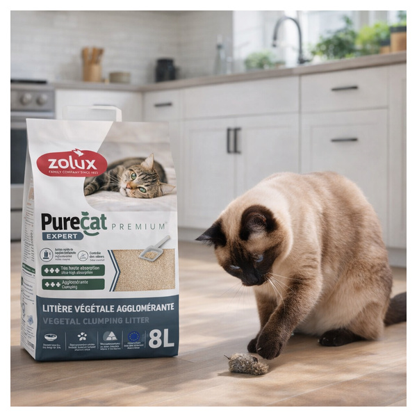 ZOLUX Żwirek dla kota zbrylający roślinny PURECAT PREMIUM 8L