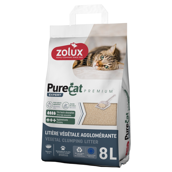 ZOLUX Żwirek dla kota zbrylający roślinny PURECAT PREMIUM 8L