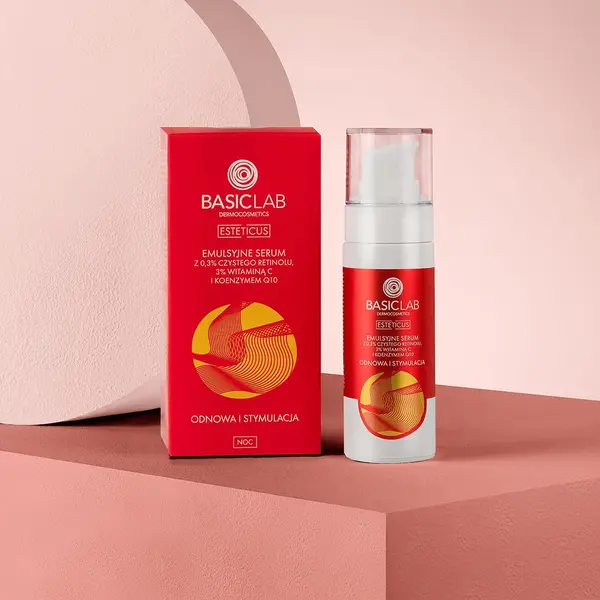 BasicLab Esteticus serum z 0,3% retinolu 3% witaminą C i koenzymem Q10 30 ml