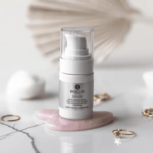 BasicLab Esteticus serum pod oczy i na powieki z 10% kompleksem peptydów i ceramidami Odżywienie i Ujędrnienie 15 ml